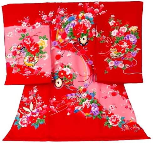 着物 七五三 13点 フルセット 7歳 女の子 山吹色 御所車 束ね熨斗 金駒